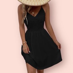 Guipure Lace Shirred Back Cami Dress
